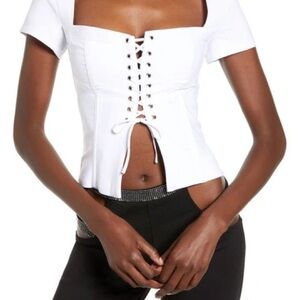 I.AM.GIA Evita White Lace-Up Top